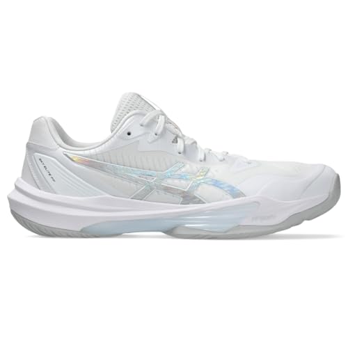 ASICS Unisex Sky Elite FlyteFoam 3 Volleyball Shoes, 8M / 9.5W, White/Pure Silver