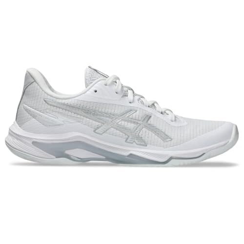 ASICS Women's Netburner Ballistic FlyteFoam 4 Volleyball Shoes, 8, White/Pure Silver