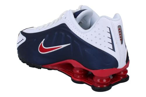 Nike Shox R4 GS Running Trainers CW2626 Sneakers Shoes (UK 4.5 us 5Y EU 37.5, Midnight Navy Gym red White 400)