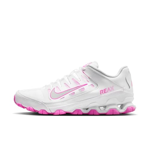Nike Women's Reax 8 Trainer, White/Metallic Silver-Playful Pink, 8.5