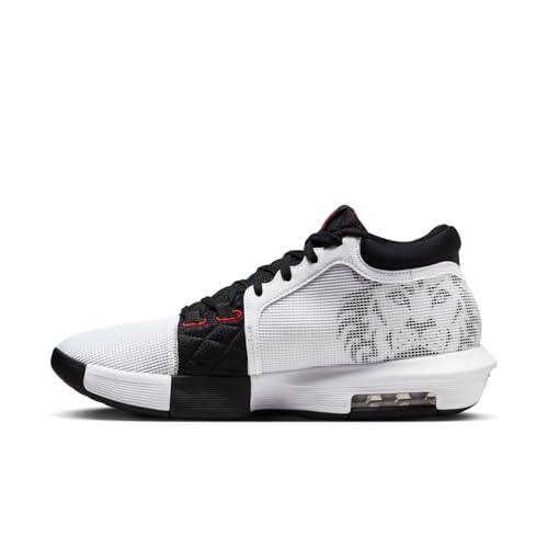 NIKE Lebron Witness 8 Basketball Shoes (FB2239-103, White/University Red/Black) Size 10