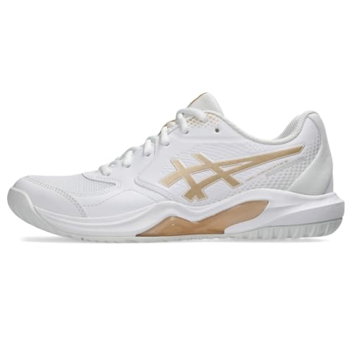 ASICS Women's Gel-Dedicate 9 Pickleball Tennis Shoes, 8, White/Champagne