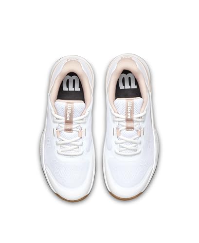 WILSON Intrigue Pro Women's Tennis Shoe - White/Cameo Rose/Gum, Size 5.5