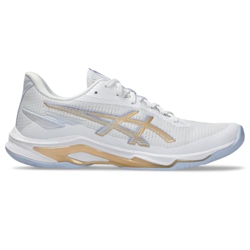 ASICS Women's Netburner Ballistic FlyteFoam 4 Volleyball Shoes, 9, White/Champagne
