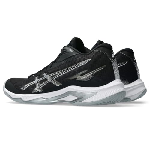 ASICS Women's Netburner Ballistic FlyteFoam Mid Top 4 Volleyball Shoes, 10, Black/White