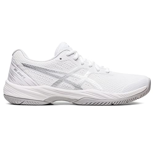 ASICS Women's Gel-Game 9 Tennis Shoes, 7, White/Pure Silver