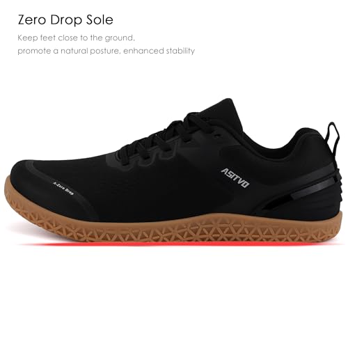 ASITVO Wide Barefoot Shoes Men Gym Zero Drop Sole Minimalist Cross Trainer Width Toe Box Size 11 Sneakers Grounding Walking Shoes Black Oxford 45