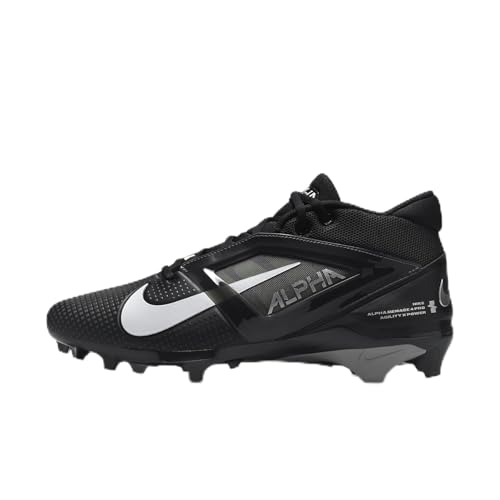 Nike Alpha Menace 4 Pro Football Cleats (FD7037-001, Black/Light Smoke Grey/White) Size 10.5