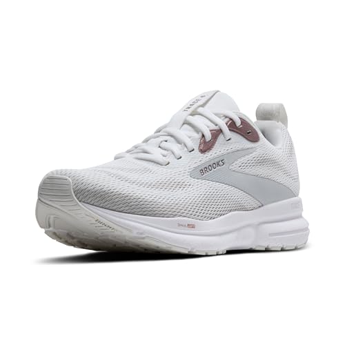 Brooks Women’s Trace 4 Neutral Running Shoe - White/Oyster/Rose - 8 Medium