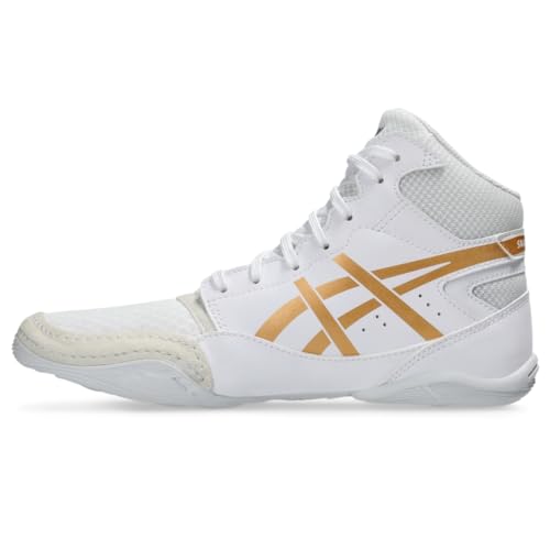 ASICS Kid's Snapdown 4 Grade School Wrestling Shoes, 2, White/Pure Gold