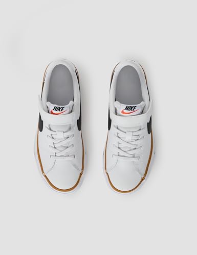 Nike Unisex Kids Court Legacy, White/Black/Desert Ochre/Gum Light Brown, 1Y