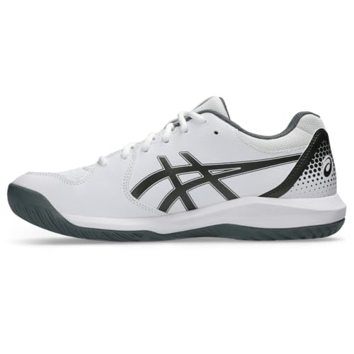 ASICS Men's Gel-Dedicate 8 Pickleball Shoes, 7.5, White/Gunmetal