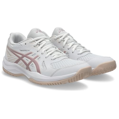 ASICS Women's Upcourt 6 Volleyball Shoes, 9, White/MORGANITE