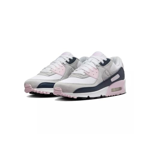 Nike Air Max 90 Men's Shoes (DM0029-106, White/Pink Foam/Armory Navy/Wolf Grey) Size 9.5
