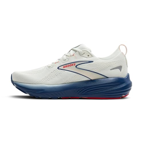 Brooks Men’s Glycerin 22 Neutral Running Shoe - Gray/Navy Peony/Fiery Red - 9.5 Medium