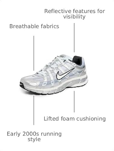 Nike Men's P-6000 Style Sneakers, Metallic Silver/White/Wolf Grey, 10 Medium US
