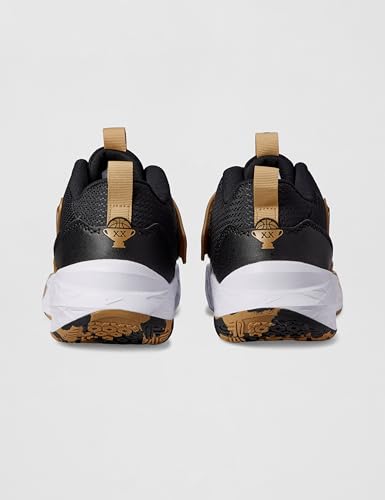 Nike Big Kid's Team Hustle D Basketball Shoes, Black/Black-Metallic Gold-White, 4Y