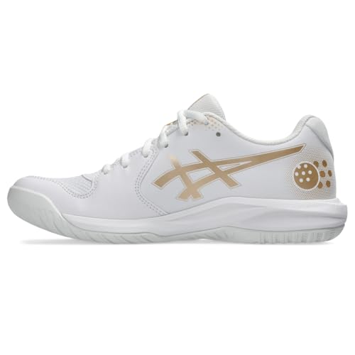 ASICS Women's Gel-Dedicate 9 Pickleball Tennis Shoes, 8, White/Champagne