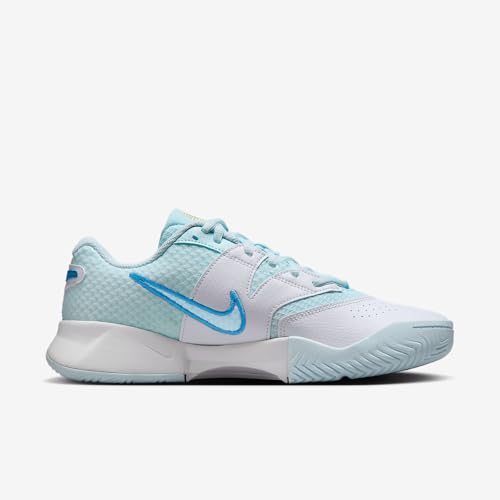 NikeCourt Lite 4 Women's Tennis Shoes (FD6575-400, Glacier Blue/White/Light Lemon Twist/Star Blue) Size 9