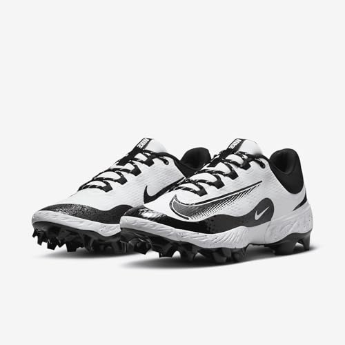 Nike Alpha Huarache Elite 4 Low MCS Men's Baseball Cleats (FD6255-108, White/Black) Size 12