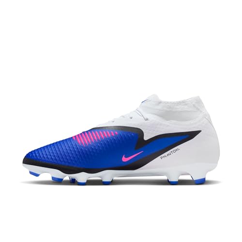 Nike Phantom 6 High Academy Multi-Ground Soccer Cleats (Racer Blue/White/Pink Blast) Size 10