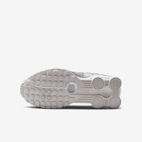 Nike Shox R4 Big Kids' Shoes (CW2626-101, White/White/Bright Crimson/Metallic Silver) Size 5.5