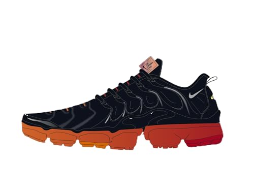 Nike Men's Air Vapormax Plus Sneaker, Black Lt Smoke Grey Magma Orange, 12