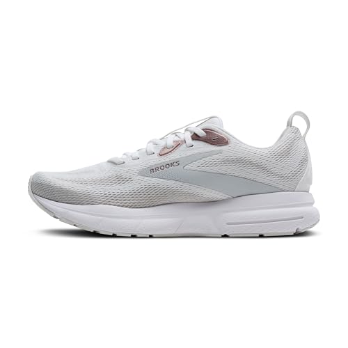 Brooks Women’s Trace 4 Neutral Running Shoe - White/Oyster/Rose - 8 Medium