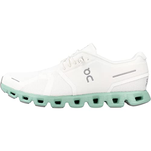 On Mens Cloud 5 Running Shoes, Undyed-White/Creek, 10.5 US