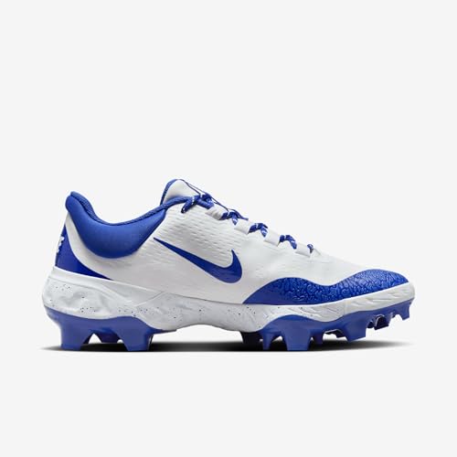 Nike Alpha Huarache Elite 4 Low MCS Men's Baseball Cleats (FD6255-106, White/Hyper Royal) Size 10.5