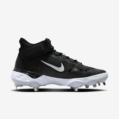 Nike Men's Alpha Huarache Elite4 Mid Baseball Shoes Spikes Cleats Black/Dark Smoke/Grey #DJ6520-011 - Size Men's 16