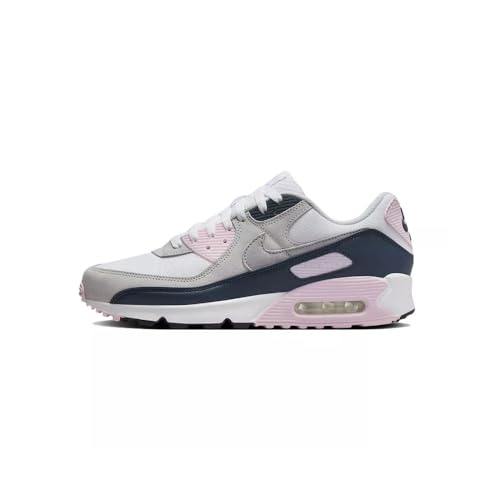 Nike Air Max 90 Men's Shoes (DM0029-106, White/Pink Foam/Armory Navy/Wolf Grey) Size 9.5