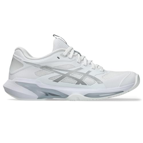 ASICS Women's Solution Speed FlyteFoam 4 Clay Tennis Shoes, 8.5, White/Pure Silver