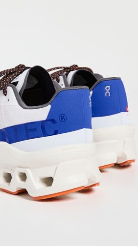 On Women's Cloudmonster Sneakers, Frost/Cobalt, White, 10 Medium US