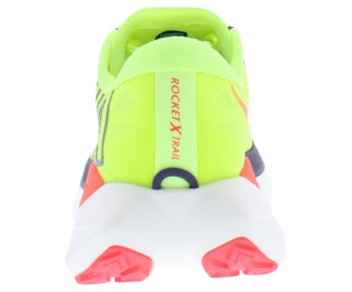 HOKA Rocket X Trail Womens Shoes Size 9.5, Color: Neon Yuzu/Neon Flame/Team Forest Green