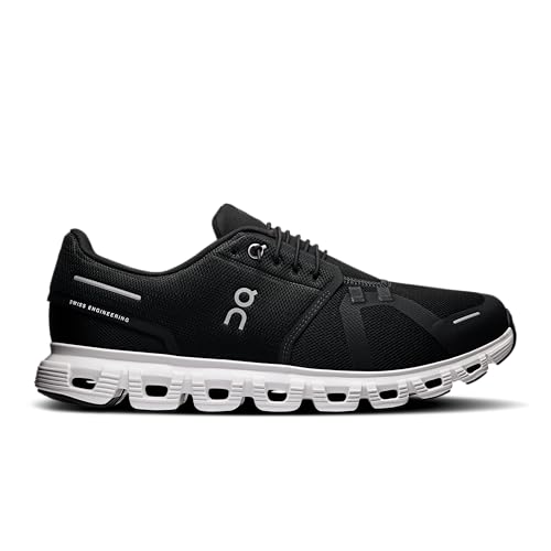 On Men's Cloud 6 Sneakers, Black | White, 10 Medium US