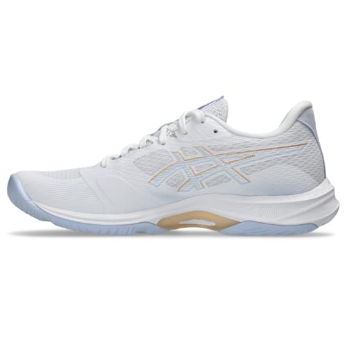 ASICS Women's Netburner Ballistic FlyteFoam 4 Volleyball Shoes, 9.5, White/Champagne