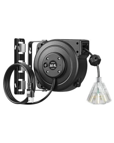 DEWENWILS 30FT Retractable Extension Cord Reel,16/3C SJTOW Cord Reel