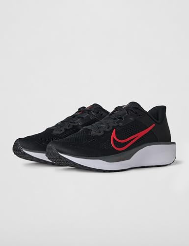 Nike Men's Quest 6 Road Running Shoes, Black/University Red-White, 10