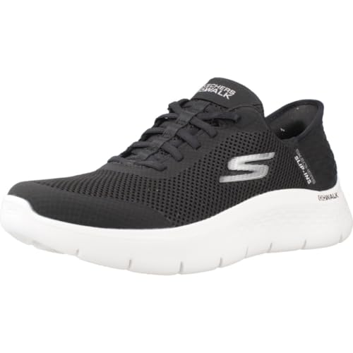 Skechers Women's Go Walk Flex Hands Free Slip-Ins - Grand Entry Sneaker, Black/White, 8.5 US