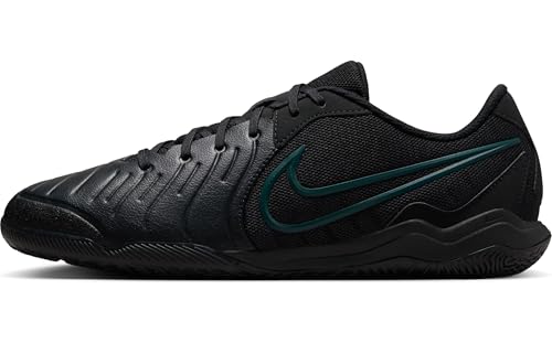 Nike Tiempo Legend 10 Academy Indoor/Court Low-Top Soccer Shoes (DV4341-002, Black/Deep Jungle/Black) Size 8.5