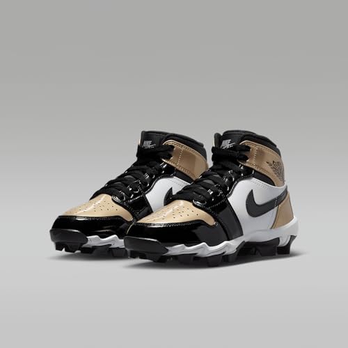 Jordan 1 Mid Little/Big Kids' Cleats (HF6883-701, Metallic Gold/White/Black) Size 10