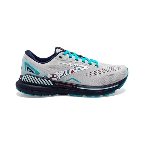Brooks Men’s Adrenaline GTS 23 Supportive Running Shoe - Grey/Blue/Red - 13 Medium