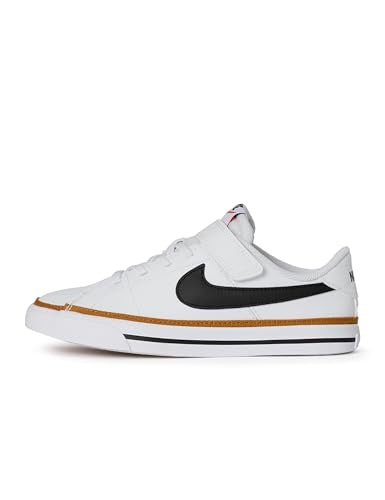 Nike Unisex Kids Court Legacy, White/Black/Desert Ochre/Gum Light Brown, 1Y