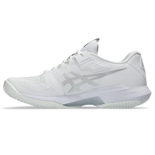 ASICS Women's Solution Speed FF 4 Clay Tennis Shoes, 8, White/Pure Silver