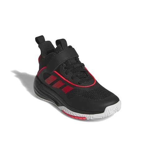 Adidas Unisex-Kids Own The Game 3.0 Mid Top Elastic Lace & Strap Basketball, Black/Lucid Red/White, 5.5