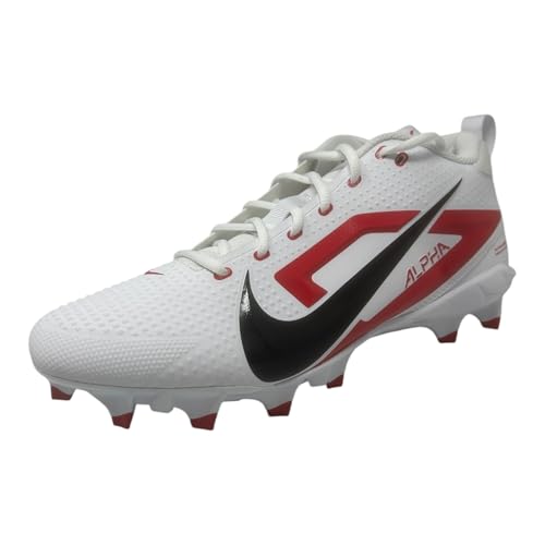 Nike Alpha Menace 4 Varsity Molded Football Cleats (White/Team Orange/Black, US Footwear Size System, Adult, Men, Numeric, Medium, 14)