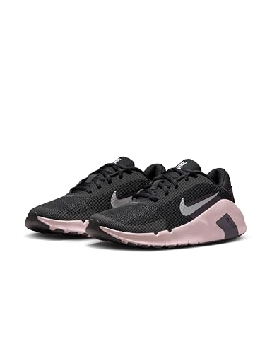 Nike Women's Flex Train Training/Workout Shoes, Black/Metallic Platinum-Silt Red-Cave Purple, 12