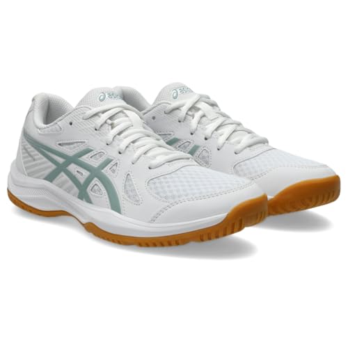 ASICS Women's Upcourt 6 Volleyball Shoes, 7.5, White/Ocean Haze