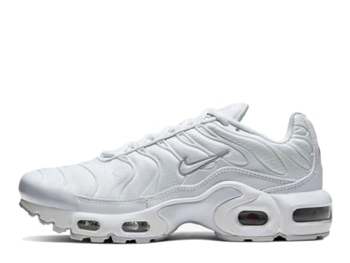 Nike girls Air Max Plus shoe, White Metallic Silver 100, 6 Big Kid
